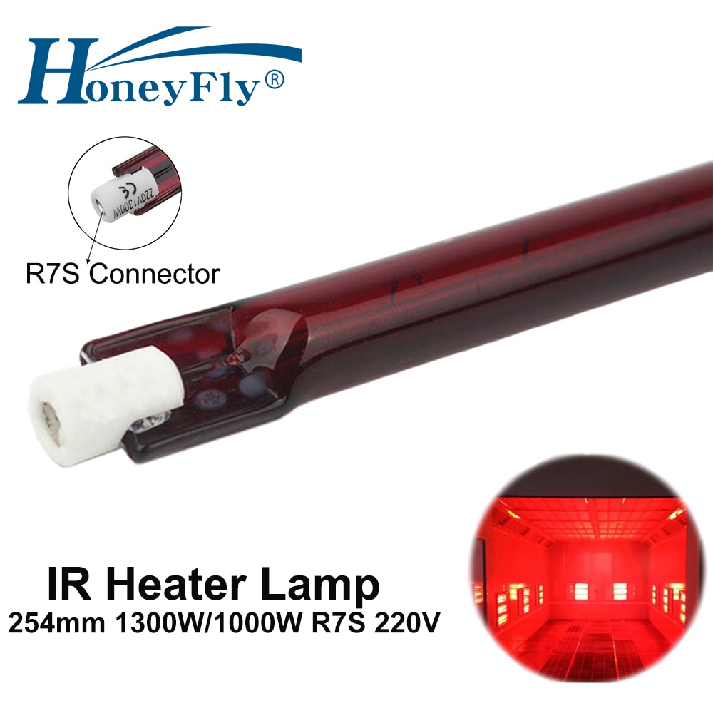 HoneyFly 적외선 할로겐 램프, R7S IR 히터 램프, 루비 단일 나선형 건조 할로겐 석영 램프, J254, 1000W, 1300W, 220V, 254mm, 1 개